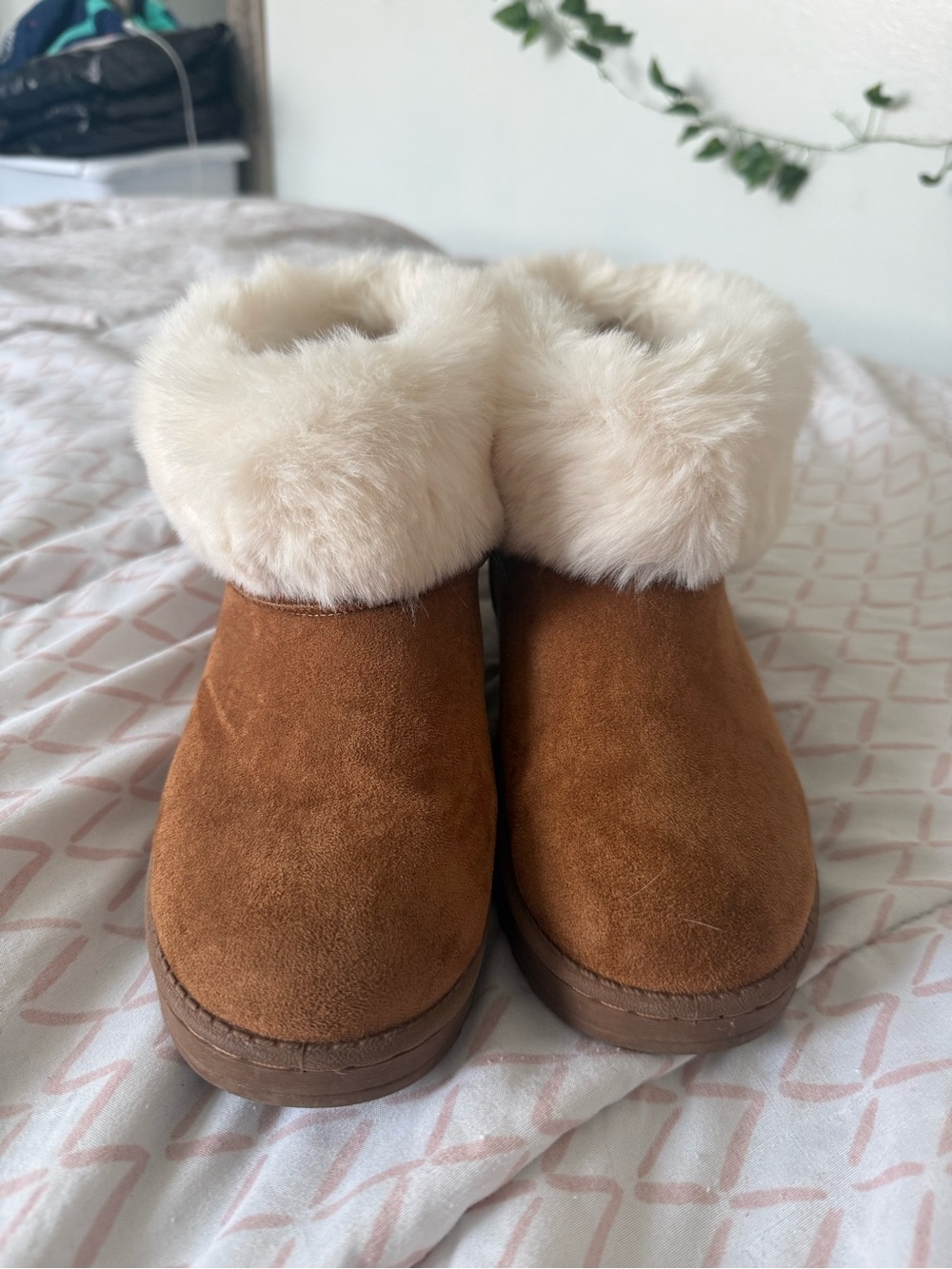 White Mountain  Suede Faux Fur Cuff Boots